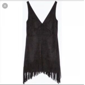 Womens' Zara Black Fringe Suede Dress Size Small